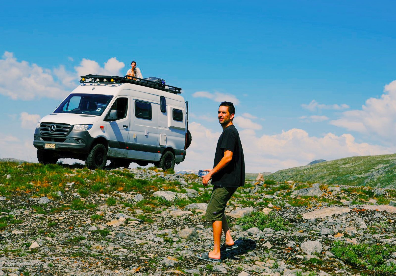 Tomás, owner of Ralun Overlander, next to the Sprinter